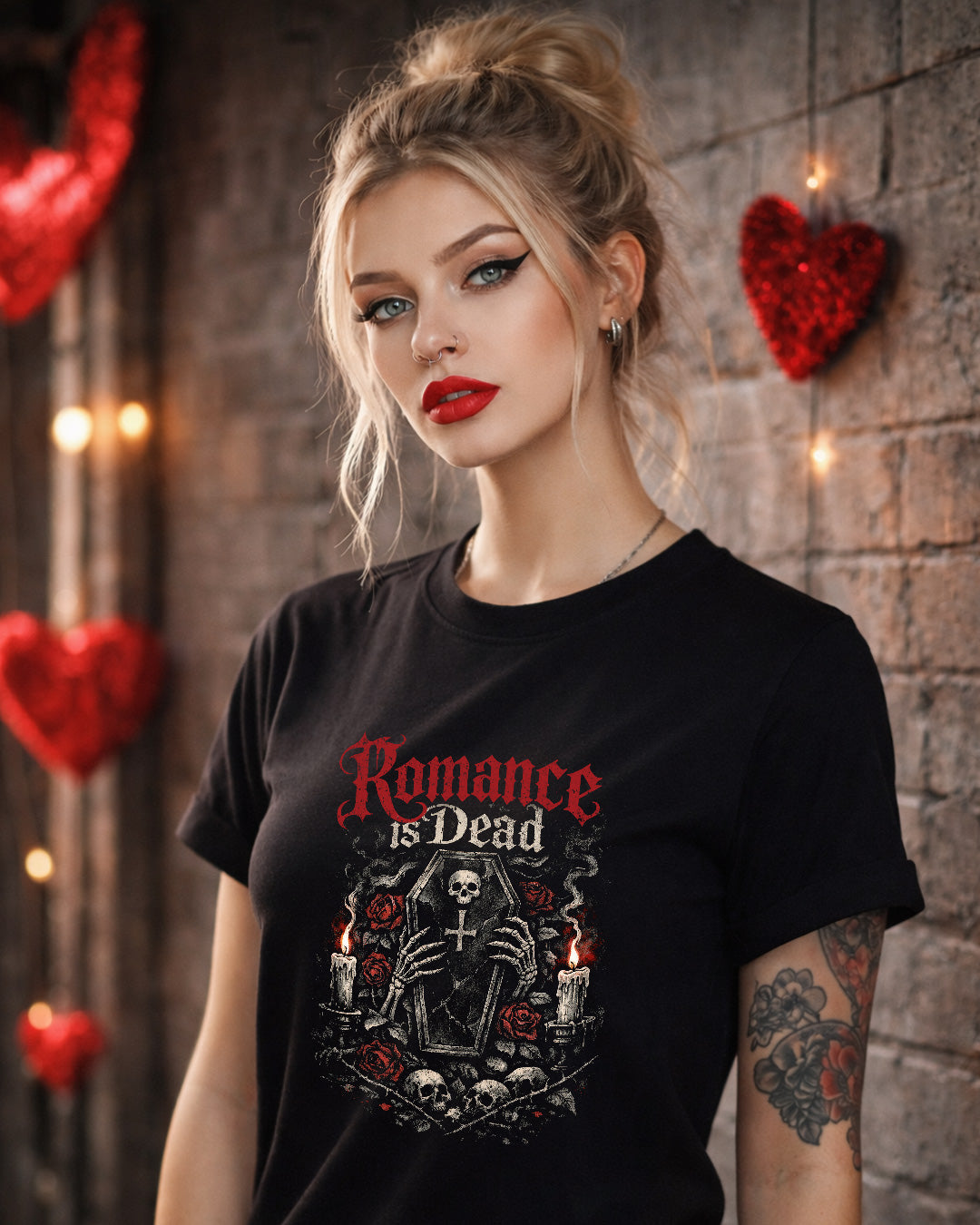 Romance is Dead Valentines Black T-Shirt